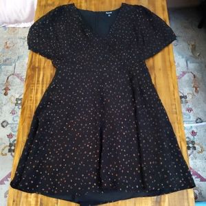 Madewell Cape-Sleeve Mini Dress in Metallic Dots